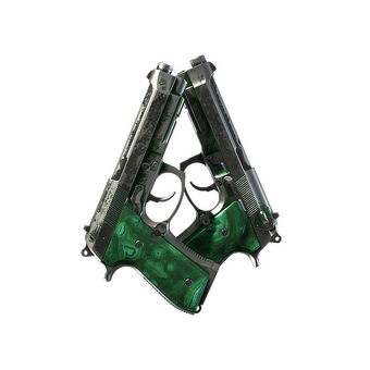 Dual Berettas | Polished Malachite (Battle-Scarred) CS2 skin